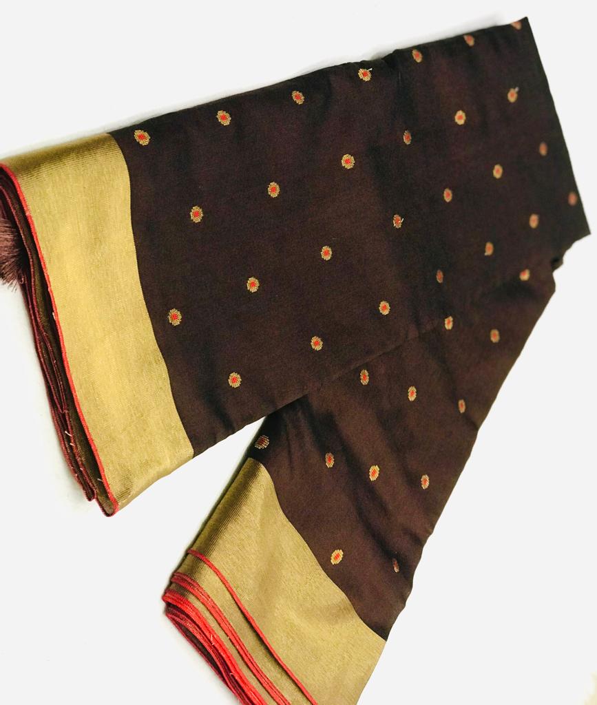 Seemaya Silk Designer Cotton Silk With Butti Rich Pallu Sare...