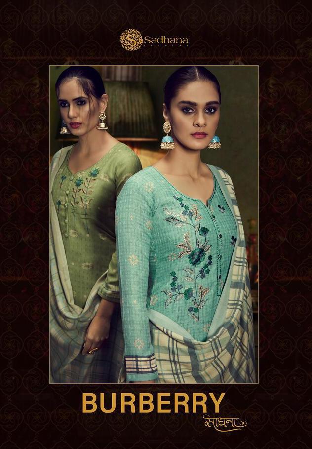Sadhana Fashion Burberry Printed Embroidered Pure Pashmina D...