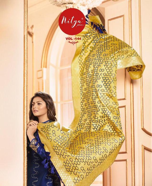 Lt Fabrics Nitya Vol 144 Designer Silk Jacquard With Embroid...