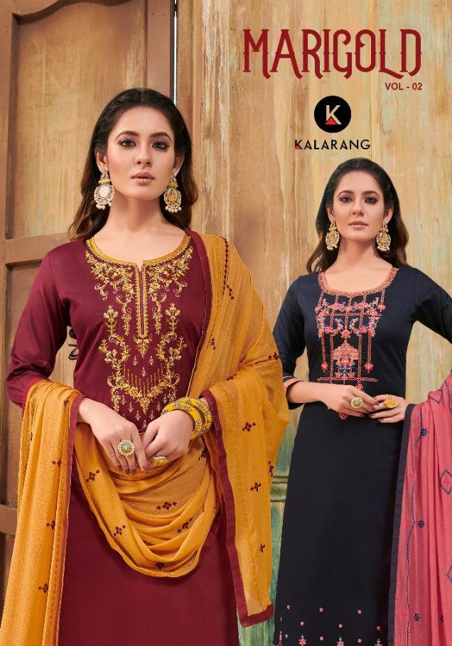 Kessi Fabrics Kalarang Marigold Vol 2 Cotton With Embroidery...