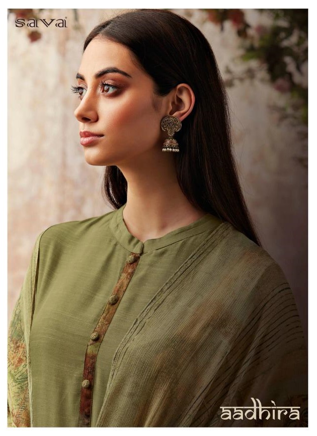 Sava Aadhira Dyed Raw Silk Dress Material At Wholesale Rate