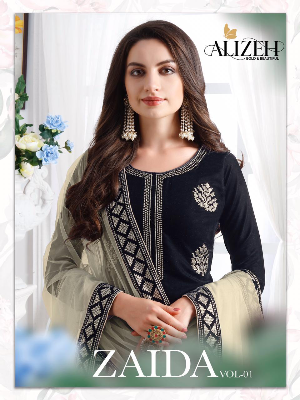 Alizeh Zaida Vol 1 Designer Velvet With Embroidery Work Dres...