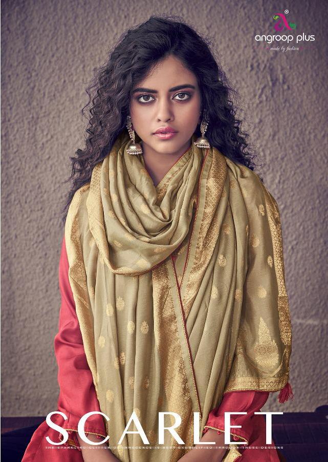 Angroop Plus Scarlet Tussar Silk Satin With Heavy Embroidery...