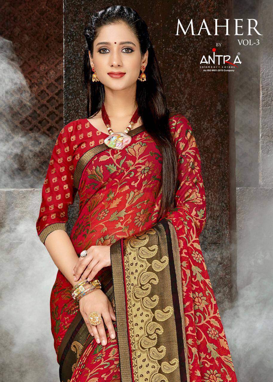 Antra Maher Vol 3 Printed Brasso Sarees Collection At Wholes...