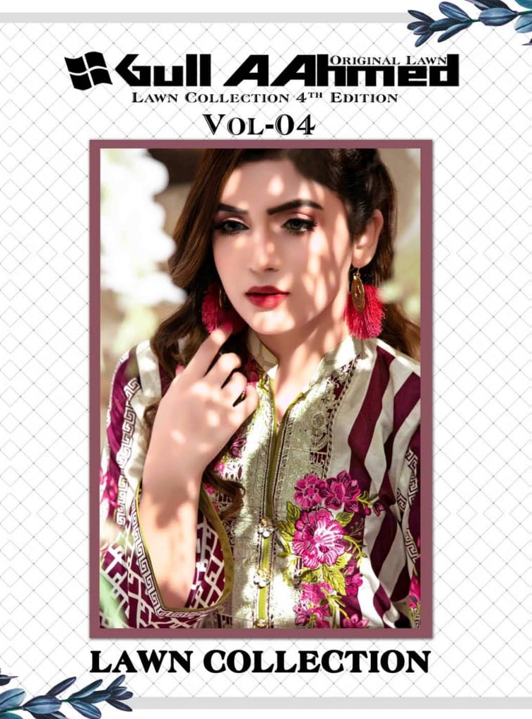 Gul Ahmed Vol 4 Printed Pure Lawn Cotton Dress Material Coll...