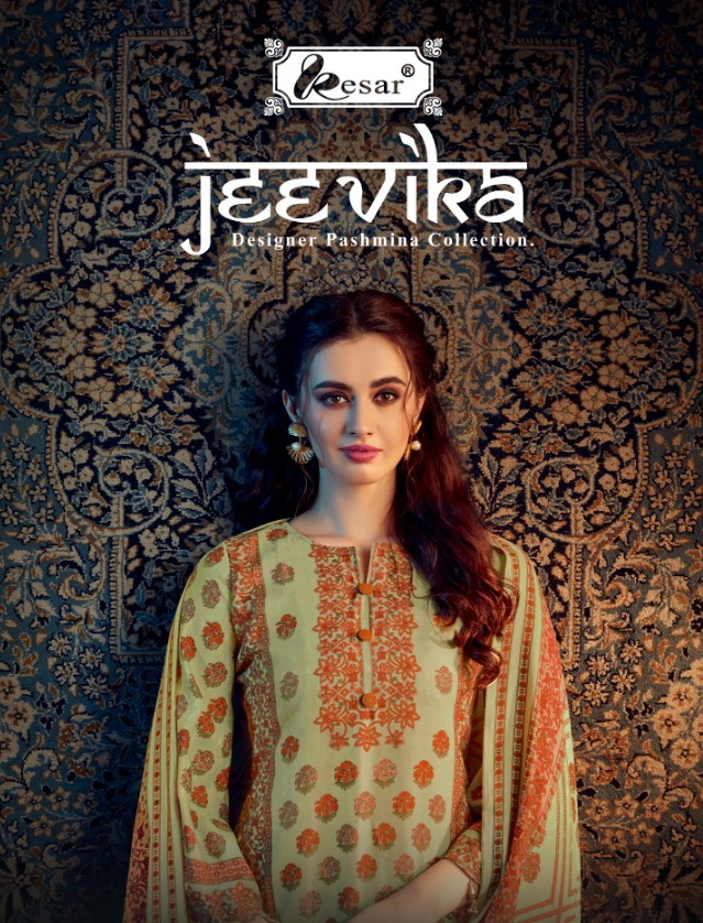 Kesar Jeevika Digital Printed Pure Pashmina Dress Material C...