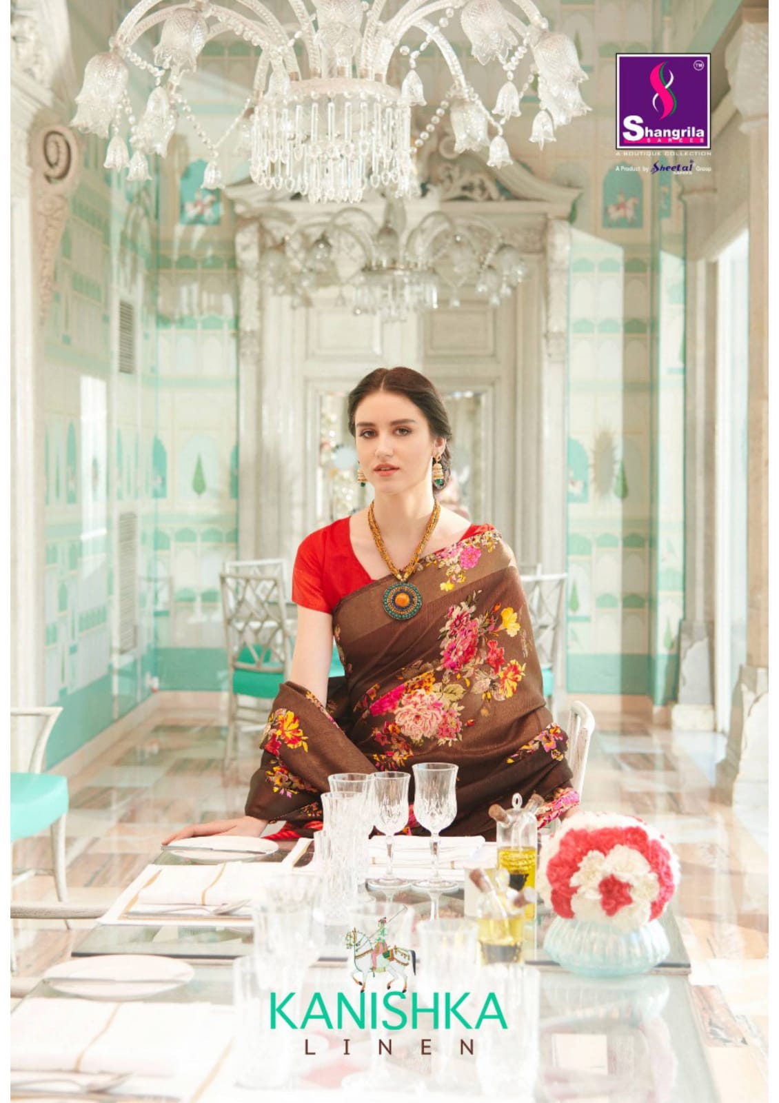 Shangrila Sarees Kanishka Linen Floral Printed Linen Cotton ...