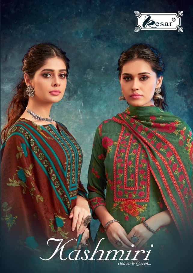 Kesar Kashmiri Printed Pure Pashmina Dress Material Collecti...