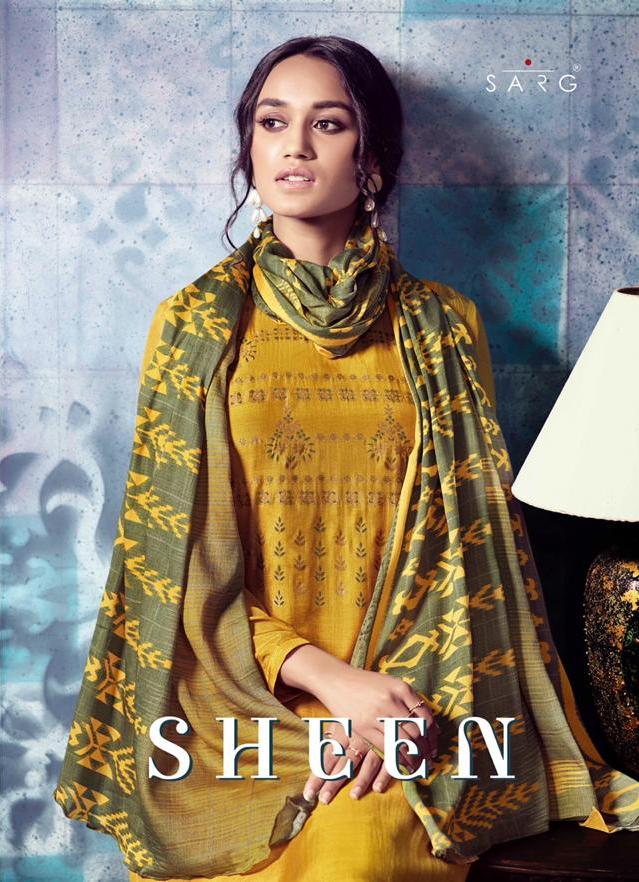 Sahiba Sarg Sheen Gold Foil Digital Printed Cotton Silk Dres...