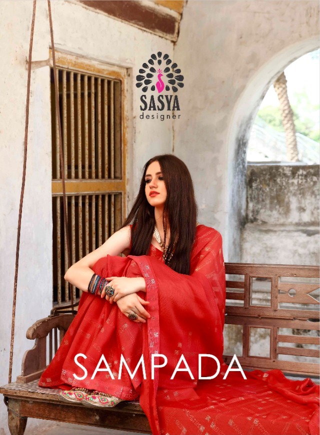 Sasya Designer Sampada Designer Pure Silk Chiffon Sarees Col...