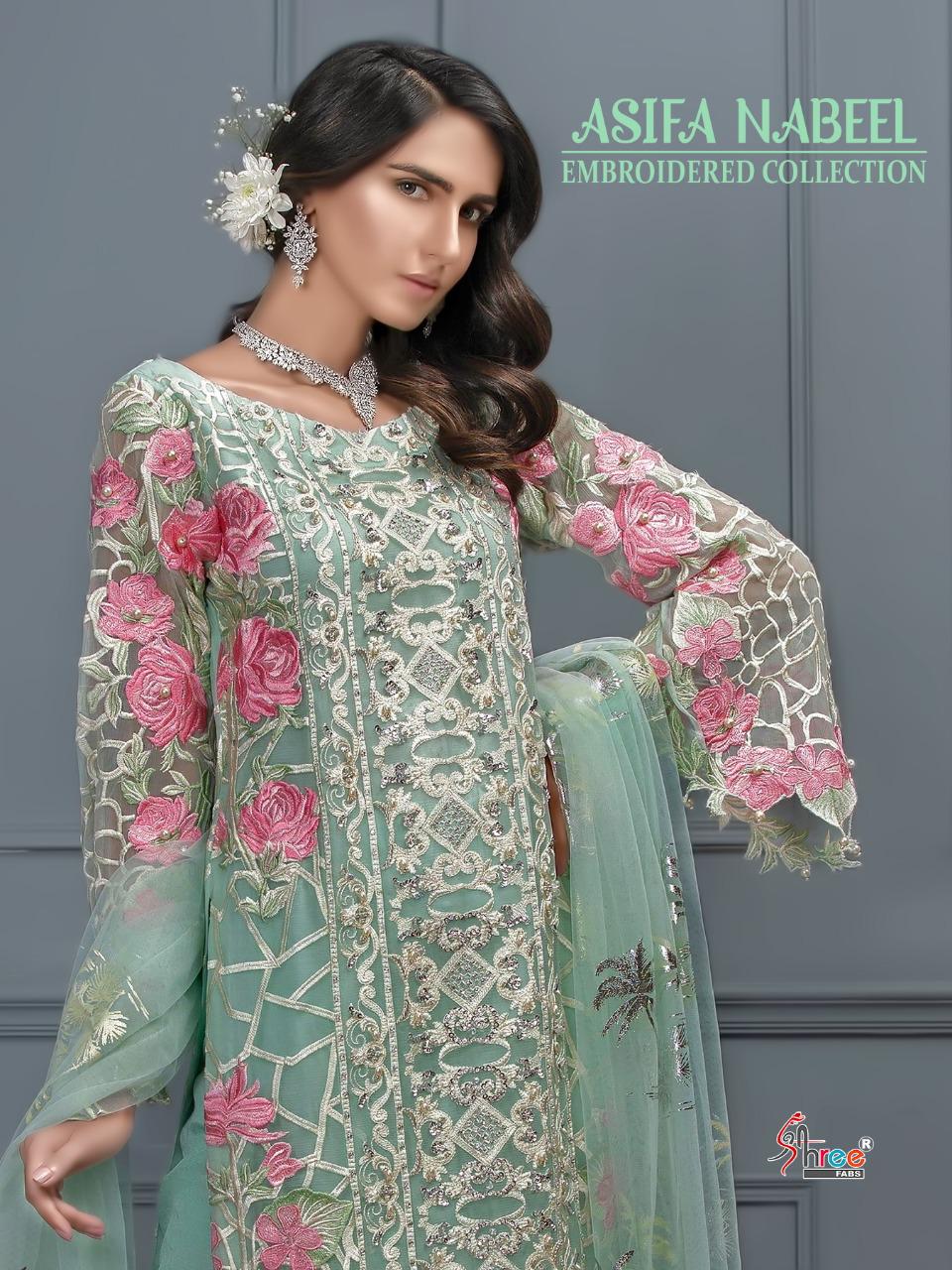 Shree Fabs Asifa Nabeel Embroidered Collection Heavy Net Geo...