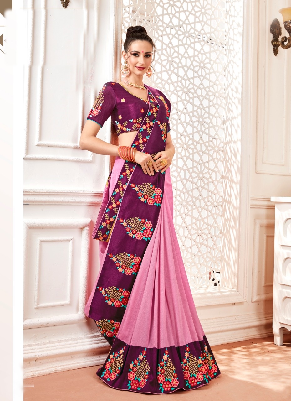 Tanaya Designer Fancy Fabric Sarees With Embroidered Border ...