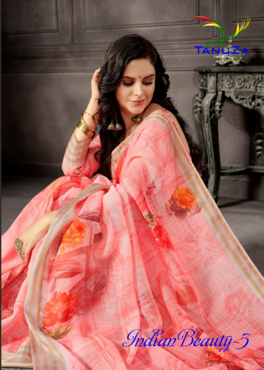 Tanuza Fashion Indian Beauty Vol 5 Digital Printed Linen Cot...
