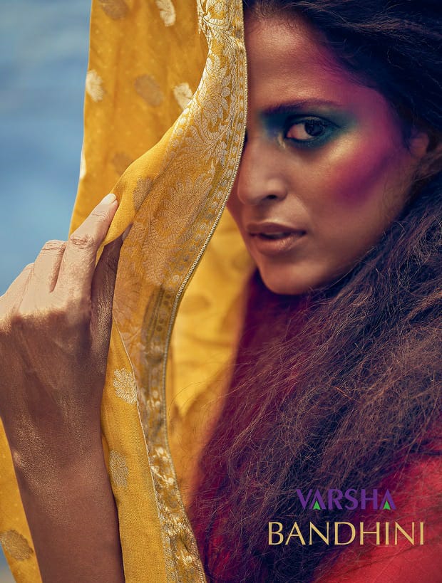 Varsha Fashion Bandhini Designer Tusser Silk With Gota Patti...