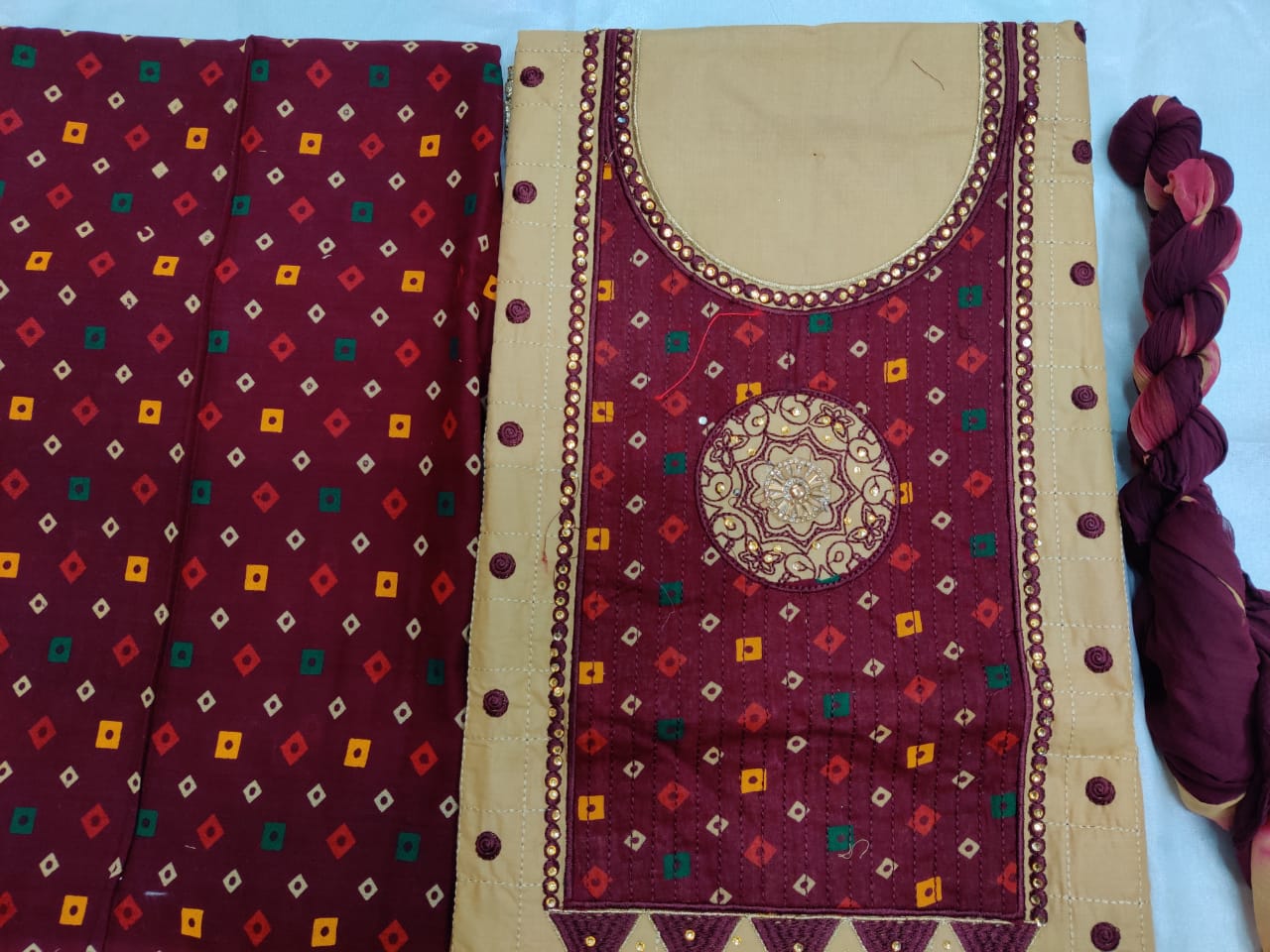 Latest Non Catalog Bandhani Printed Heavy Cotton With Work D...