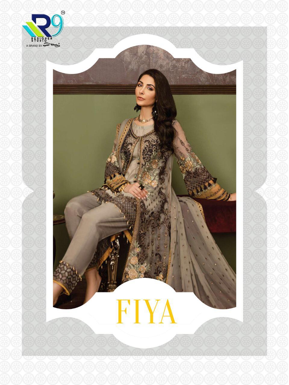 R9 Designer Fiya Faux Georgette And Net With Heavy Embroider...