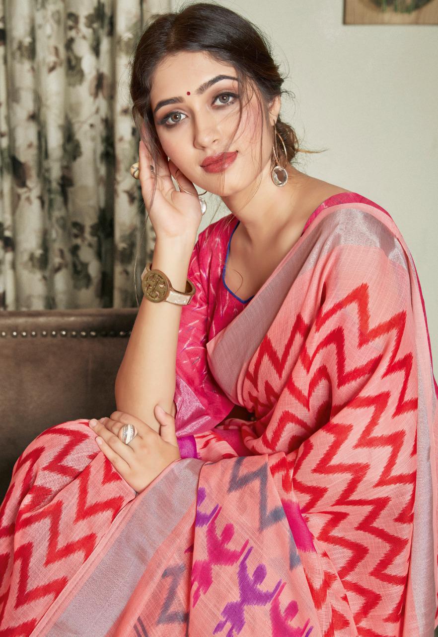 Designer Printed Linen Sarees Collection At Wholesale Rate