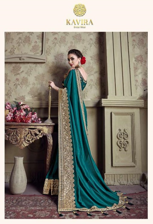 Kavira Designer Fancy Fabric With Heavy Embroidered Lace Bor...