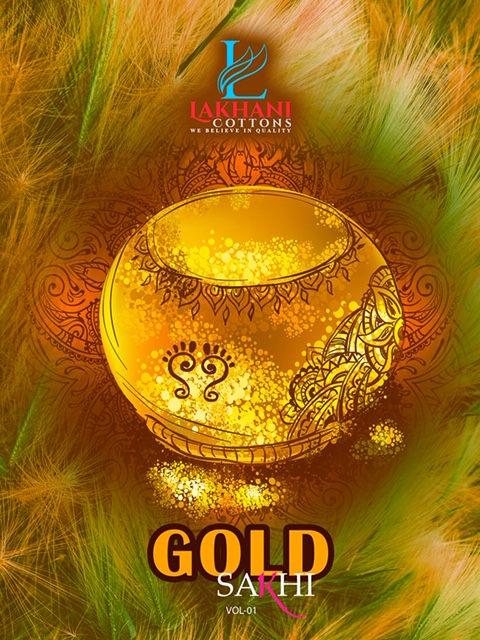 Lakhani Cottons Sakhi Gold Printed Cotton Regular Wear Dress...