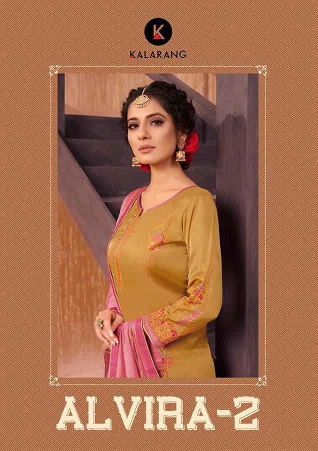 Kessi Fabrics Kalarang Alvira Vol 2 Modal Satin With Embroid...