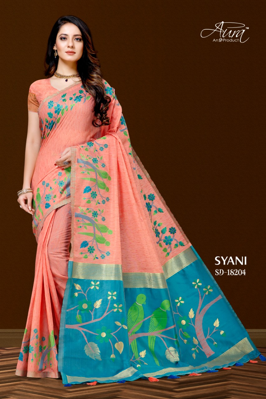 Aura Saree Syani Designer Chanderi Weaving Party Wear Sarees...