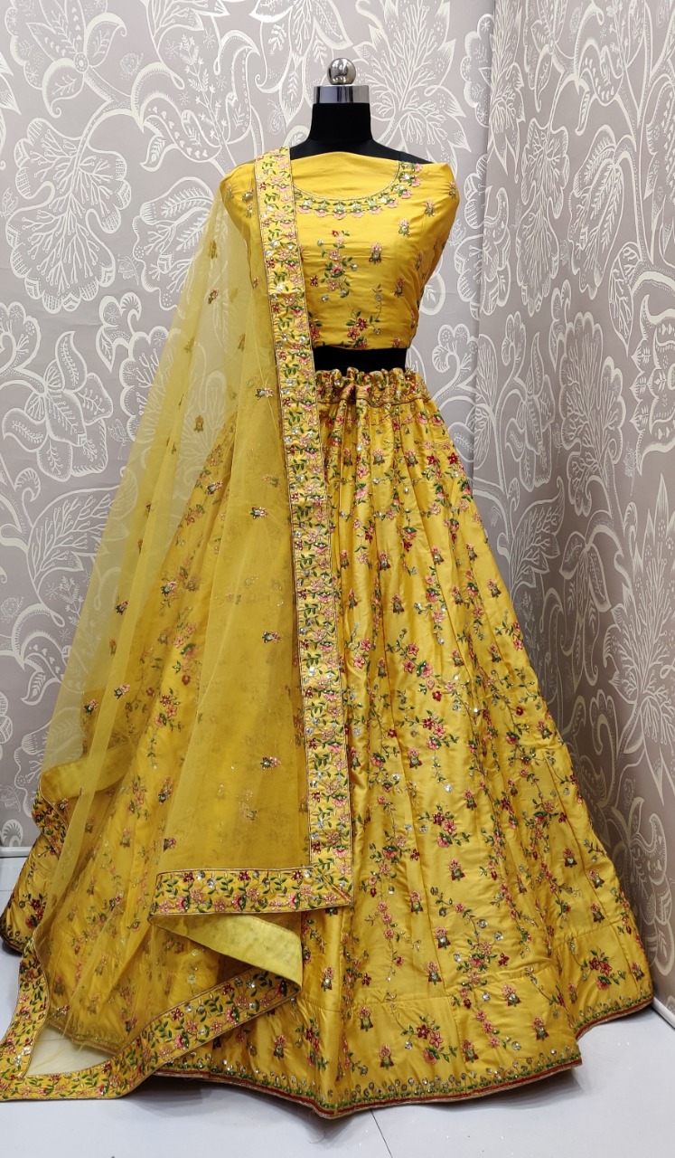 Heavy Designer Satin Silk With Heavy Embroidery Work Bridal ...