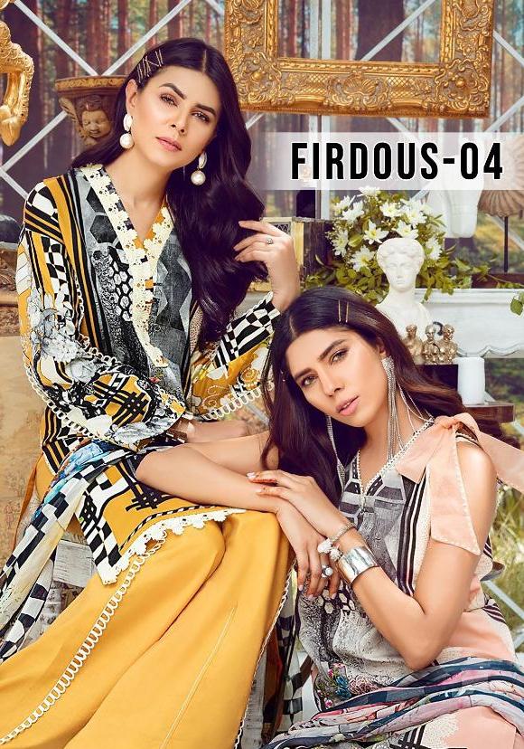 Deepsy Suits Firdous Vol 4 Pure Cotton Printed With Work Cas...