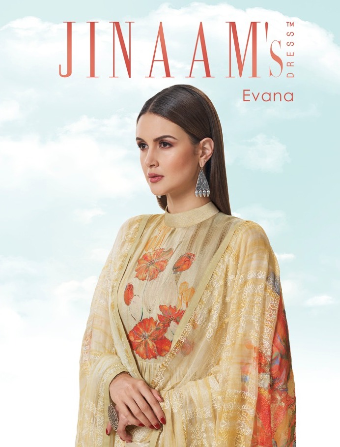 Jinaam's Dress Evana Digital Printed Modal Satin Jari With K...