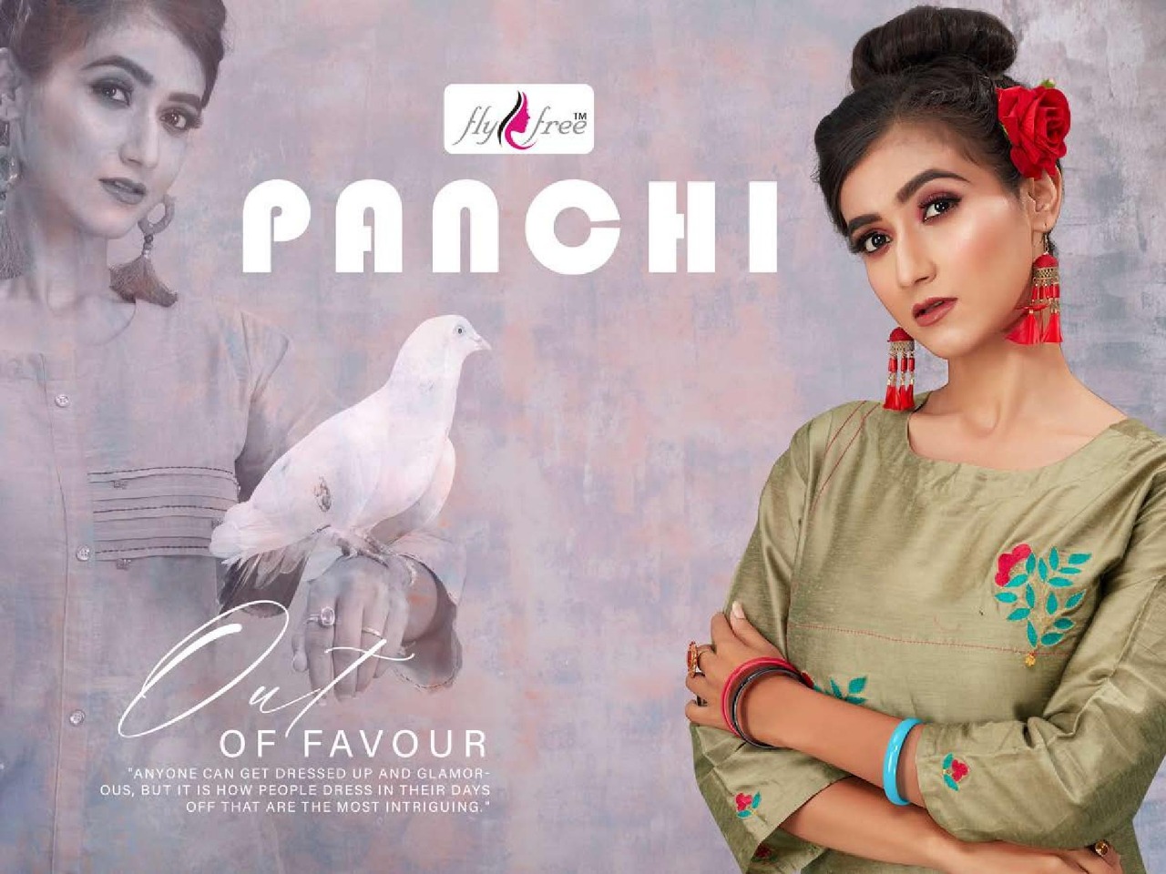 Fly Free Panchi Silk With Embroidery Work Regular Wear Ready...