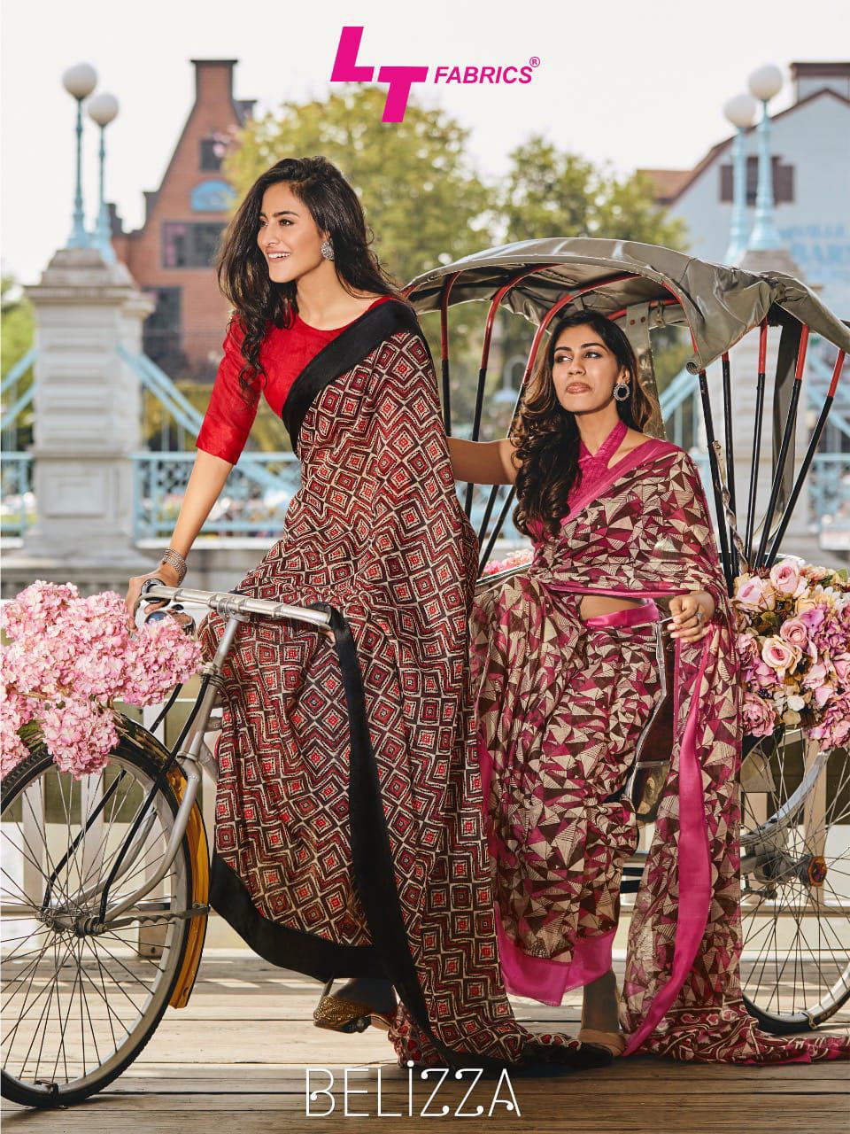 Lt Fabrics Belliza Printed Soft Linen Sarees Collection At W...