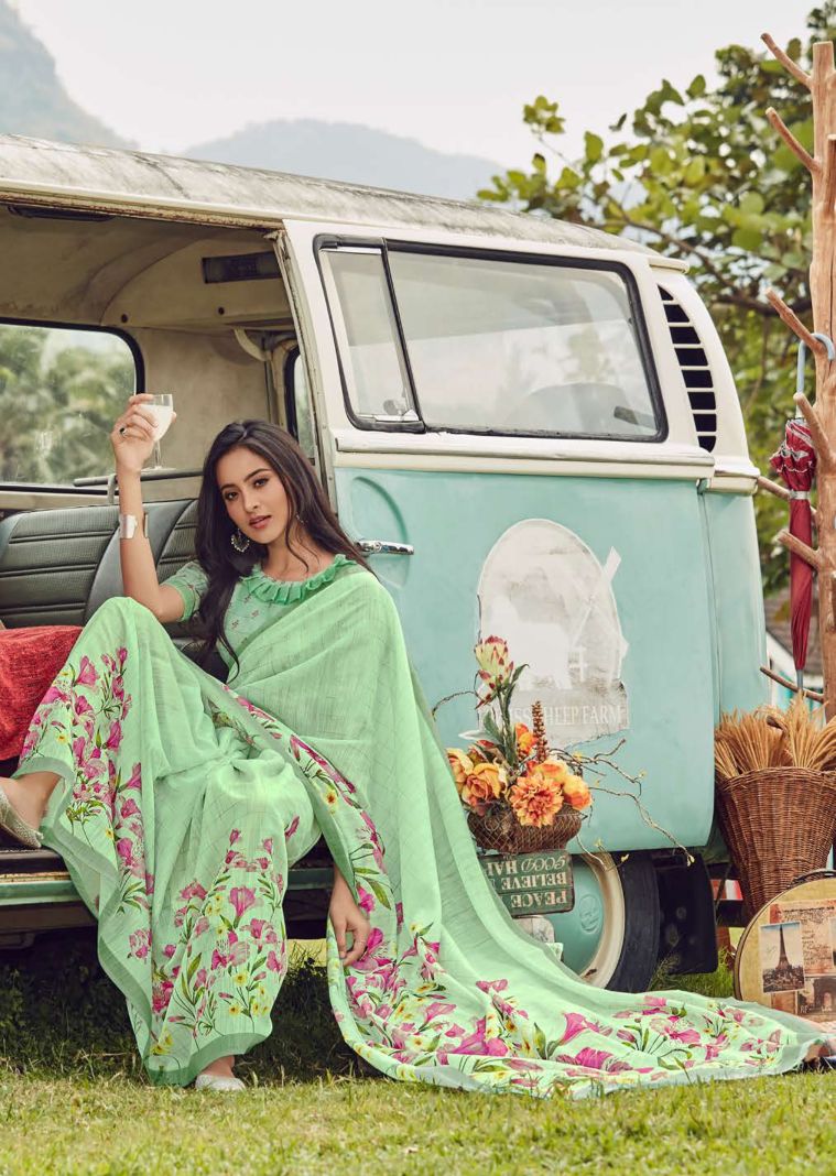 Lt Fabric Tosh Silk Designer Linen Silk With Zari Checks Sar...