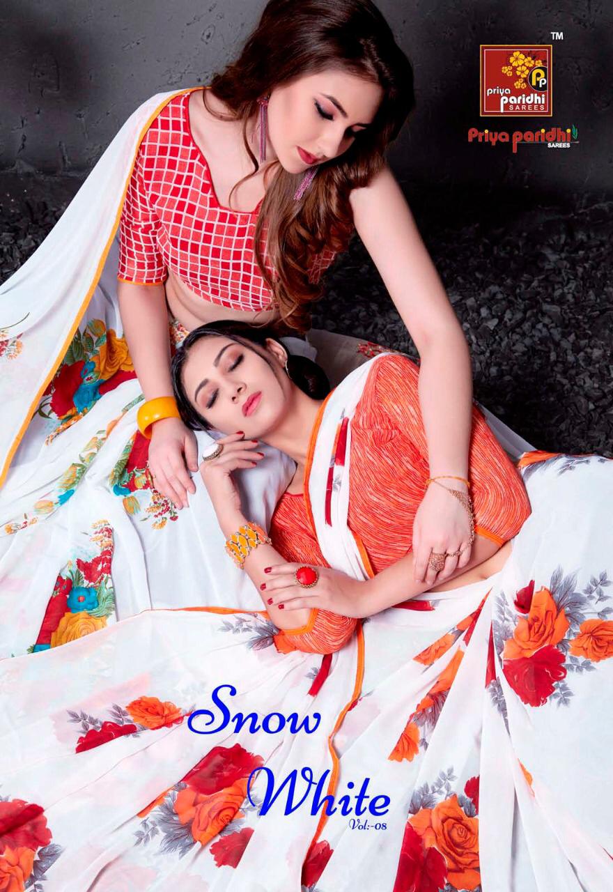 Priya Paridhi Snow White Vol 8 Weight Less Georgette Saree C...