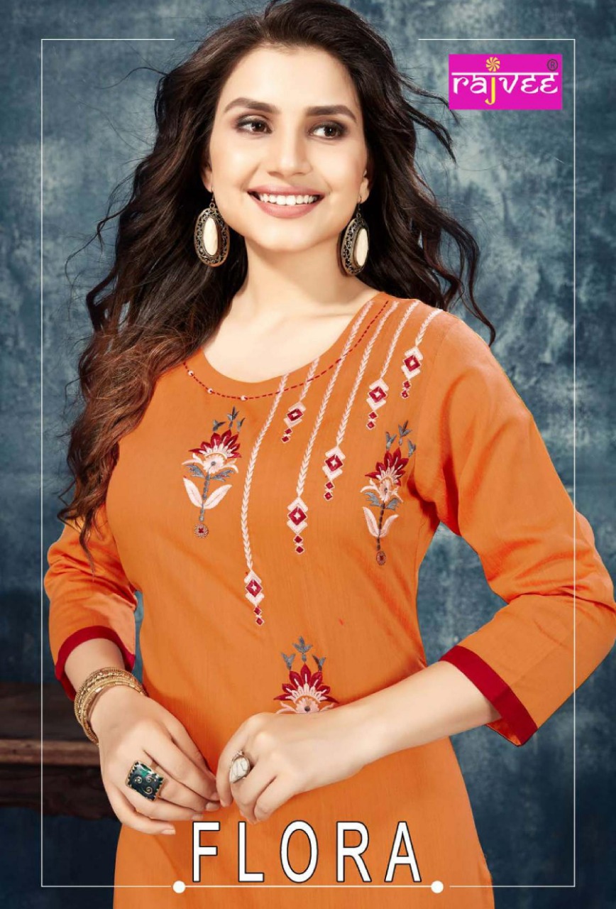 Rajvee Flora Silk With Embroidery Work Regular Wear Readymad...