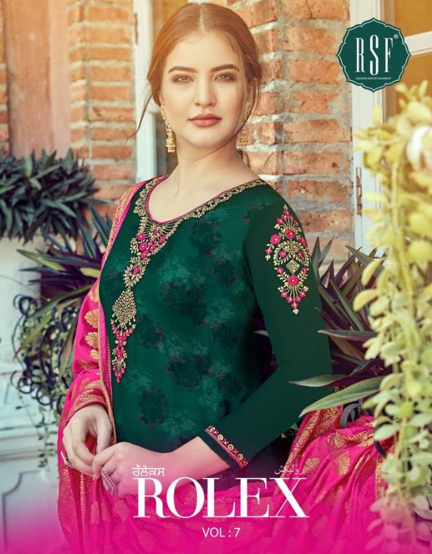Rsf Rolex Vol 7 Printed Embroidered Georgette Dress Material...