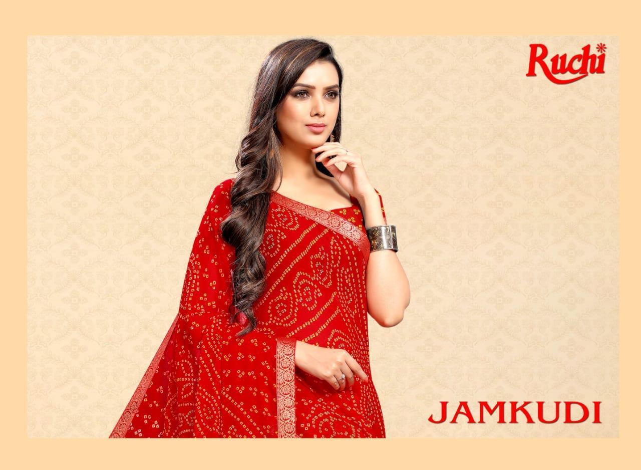 Ruchi Saree Jamkudi Chiffon Bathni Printed Regular Wear Sare...