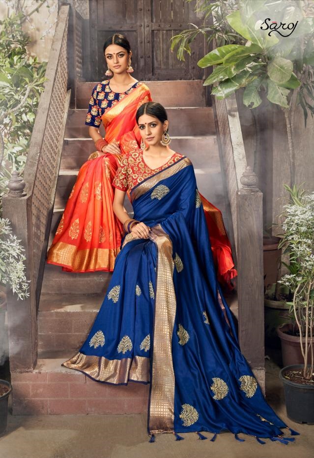 Saroj Sarees Diamond Silk Traditional Two-tone Silk With Ban...