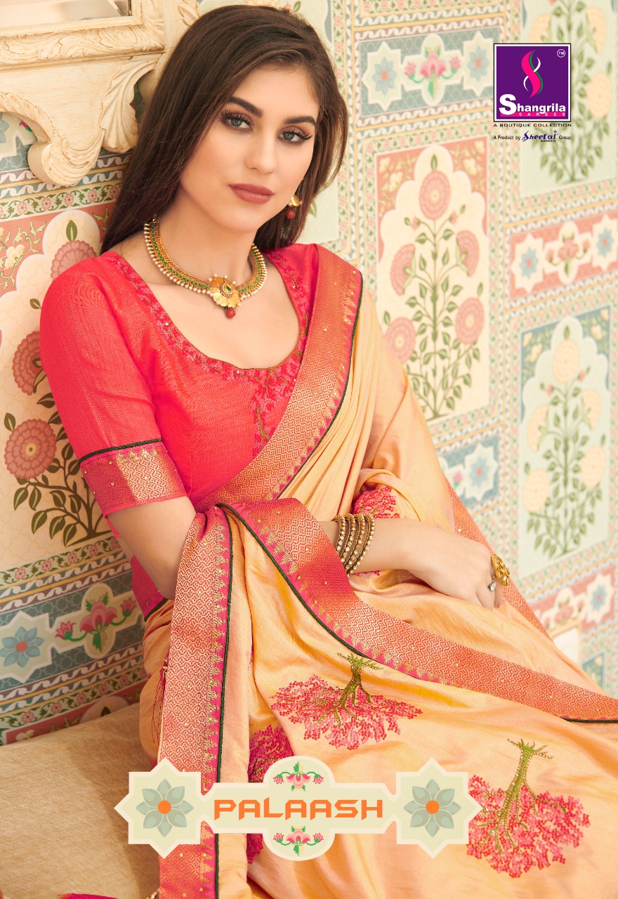 Shangrila Sarees Palaash Designer Dola Silk Party Wear Saree...
