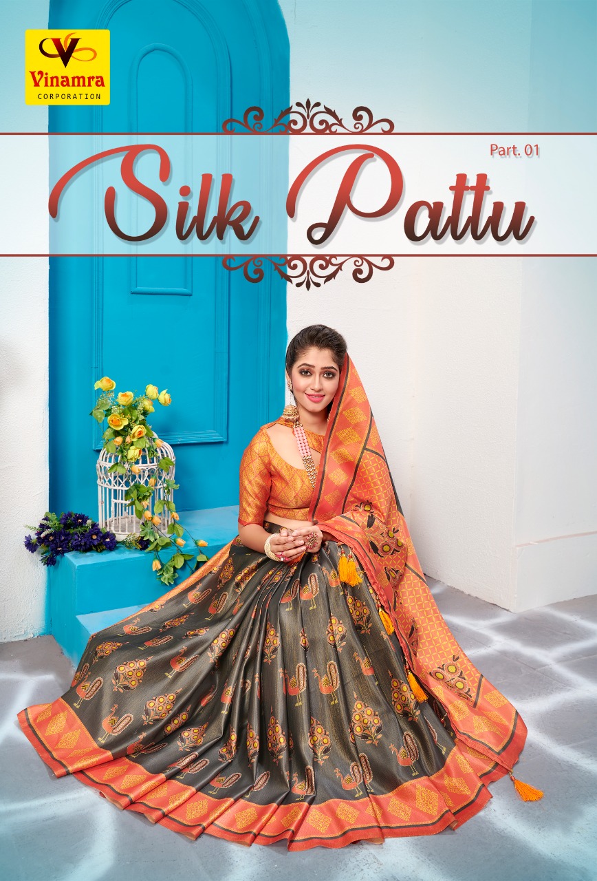 Vinamra Silk Pattu Part 1 Silk Printed Party Wear Sarees Col...