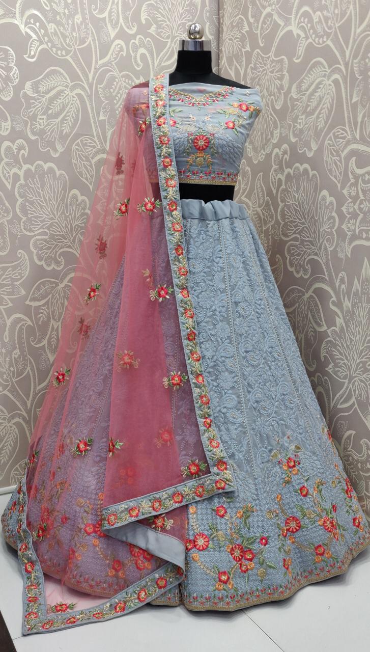 Latest Designer Heavy Georgette With Heavy Embroidery Luckno...