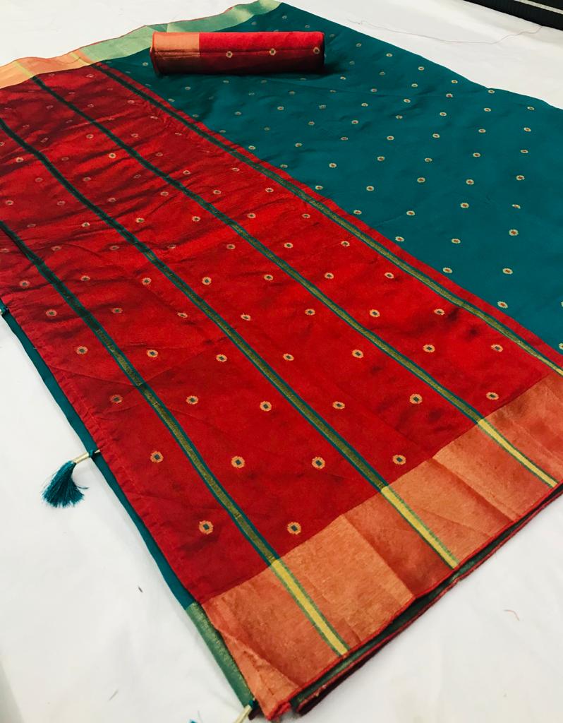 Seemaya Silk Designer Traditional Cotton Silk With Butta Sar...