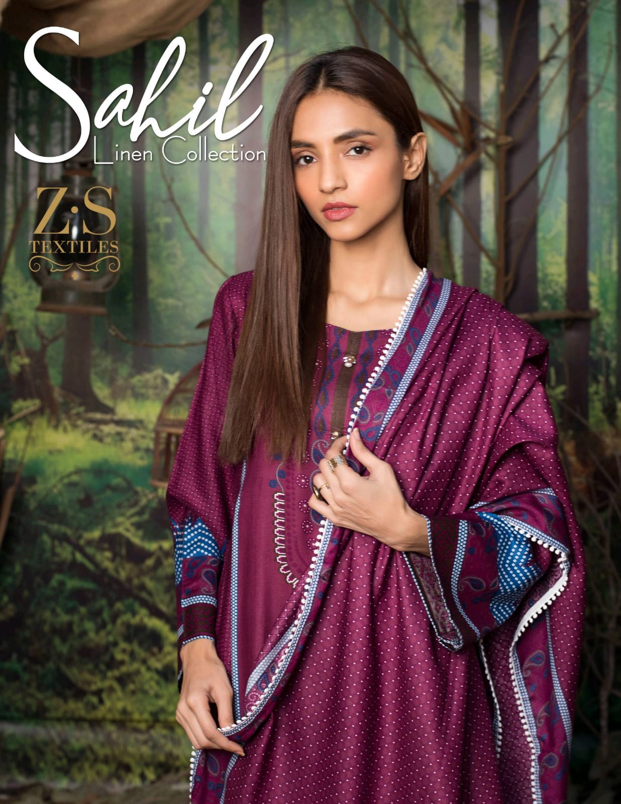 Zs Textiles Sahil Linen Collection Printed Linen Cotton Dres...