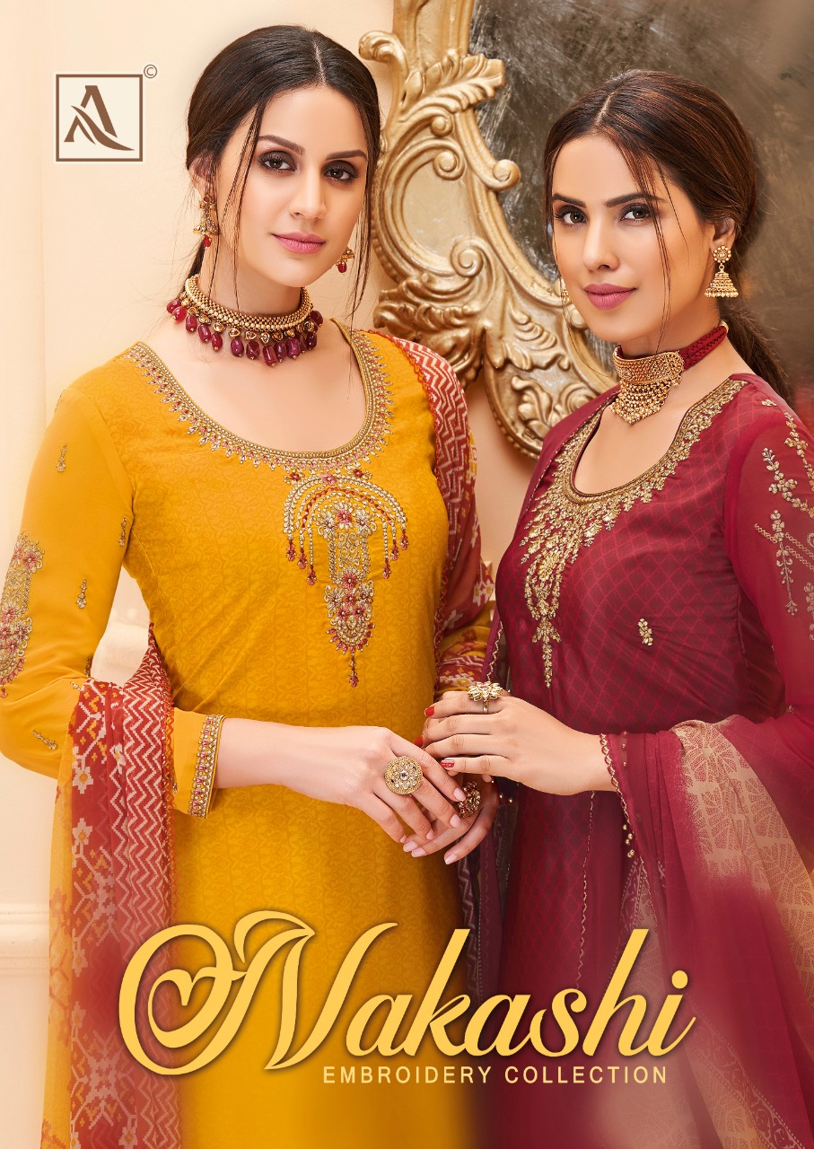 Alok Suits Nakashi Designer Pure French Crepe With Embroider...