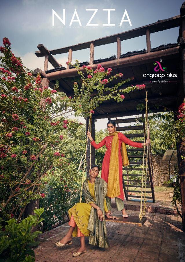 Angroop Plus Nazia Jam Silk Cotton With Embroidery Work Dres...