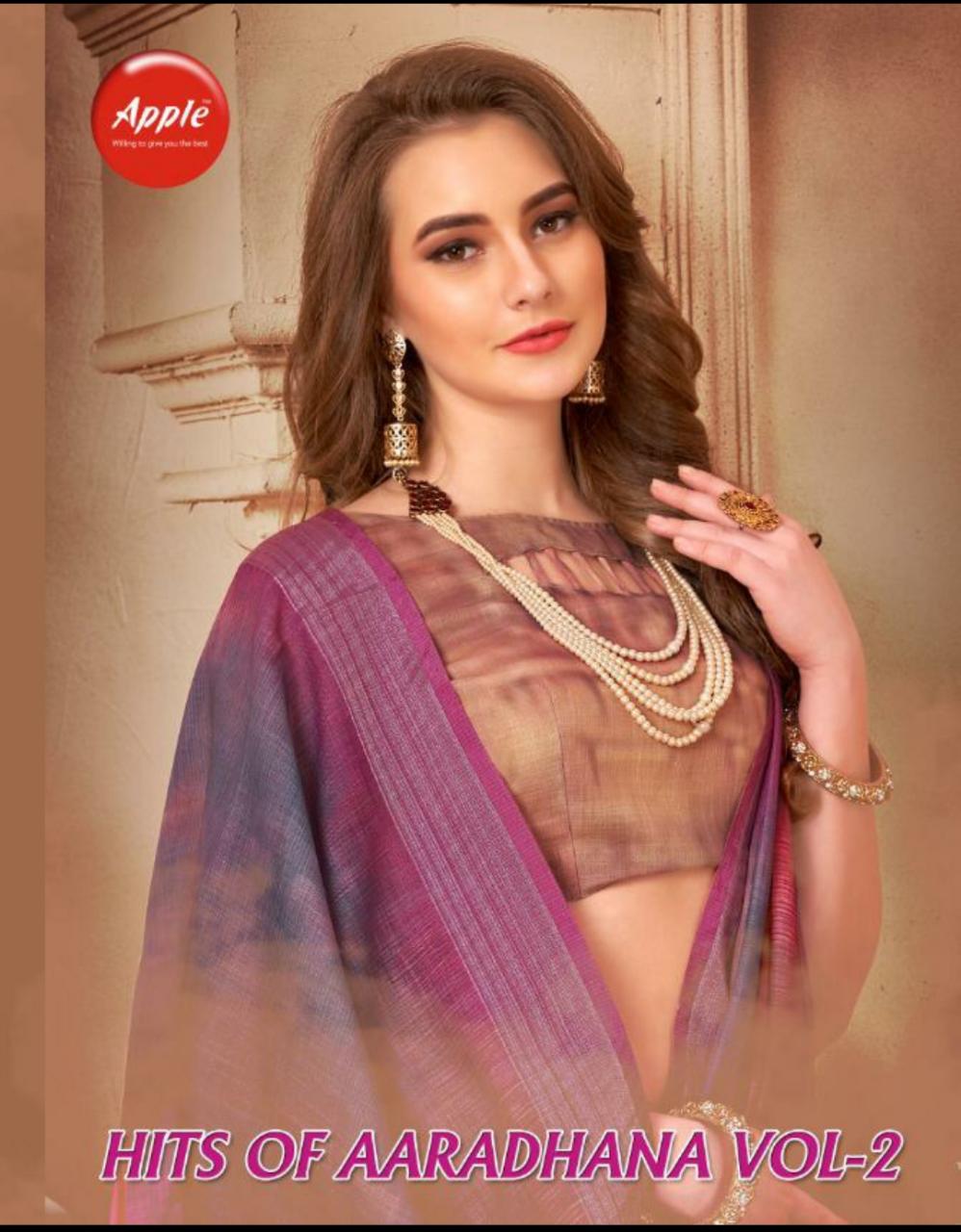 Apple Sarees Hits Of Aaradhana Vol 2 Linen Silk Printed Regu...