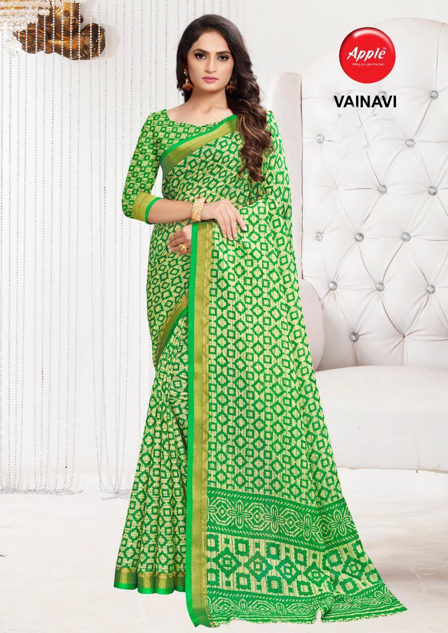 Apple Sarees Vainavi Cotton Brasso Printed Regular Wear Sare...