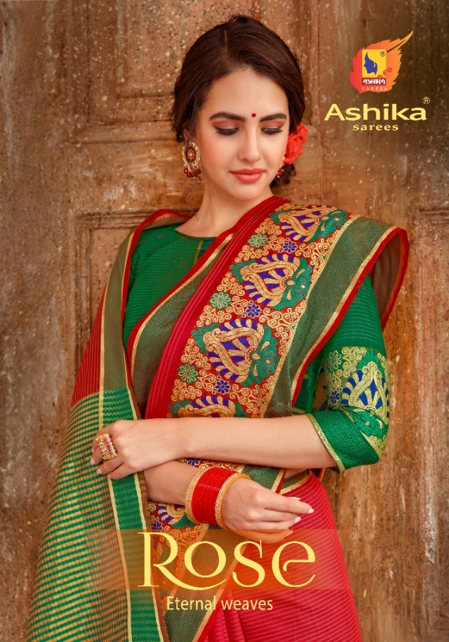 Ashika Sarees Rose Cotton Silk Regular Wear Sarees Collectio...