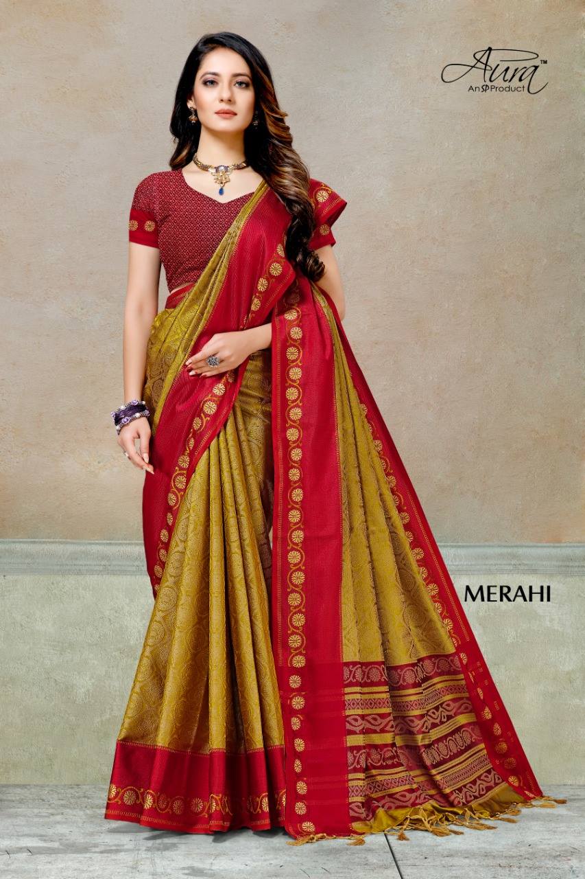 Aura Merahi Silk Printed Regular Wear Sarees Collection At W...