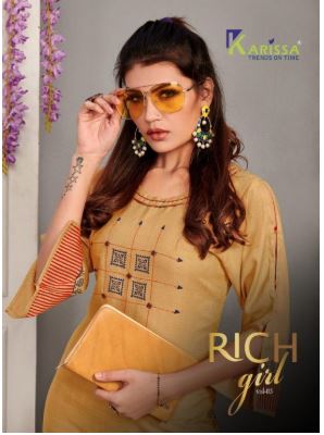 Karissa Rich Girl  Vol 3 Premium Rayon Two-tone Printed Regu...