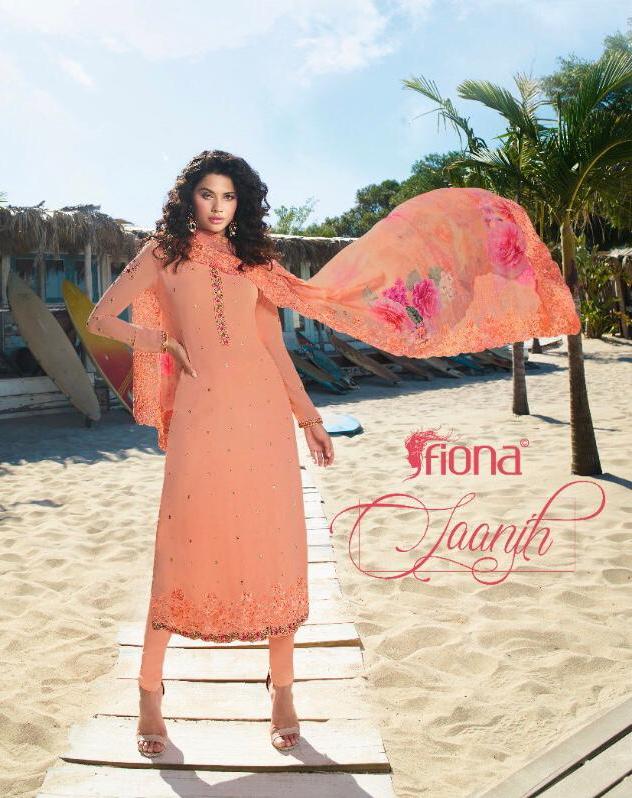 Fiona Saanjh Georgette With Embroidery Work Party Wear Dress...