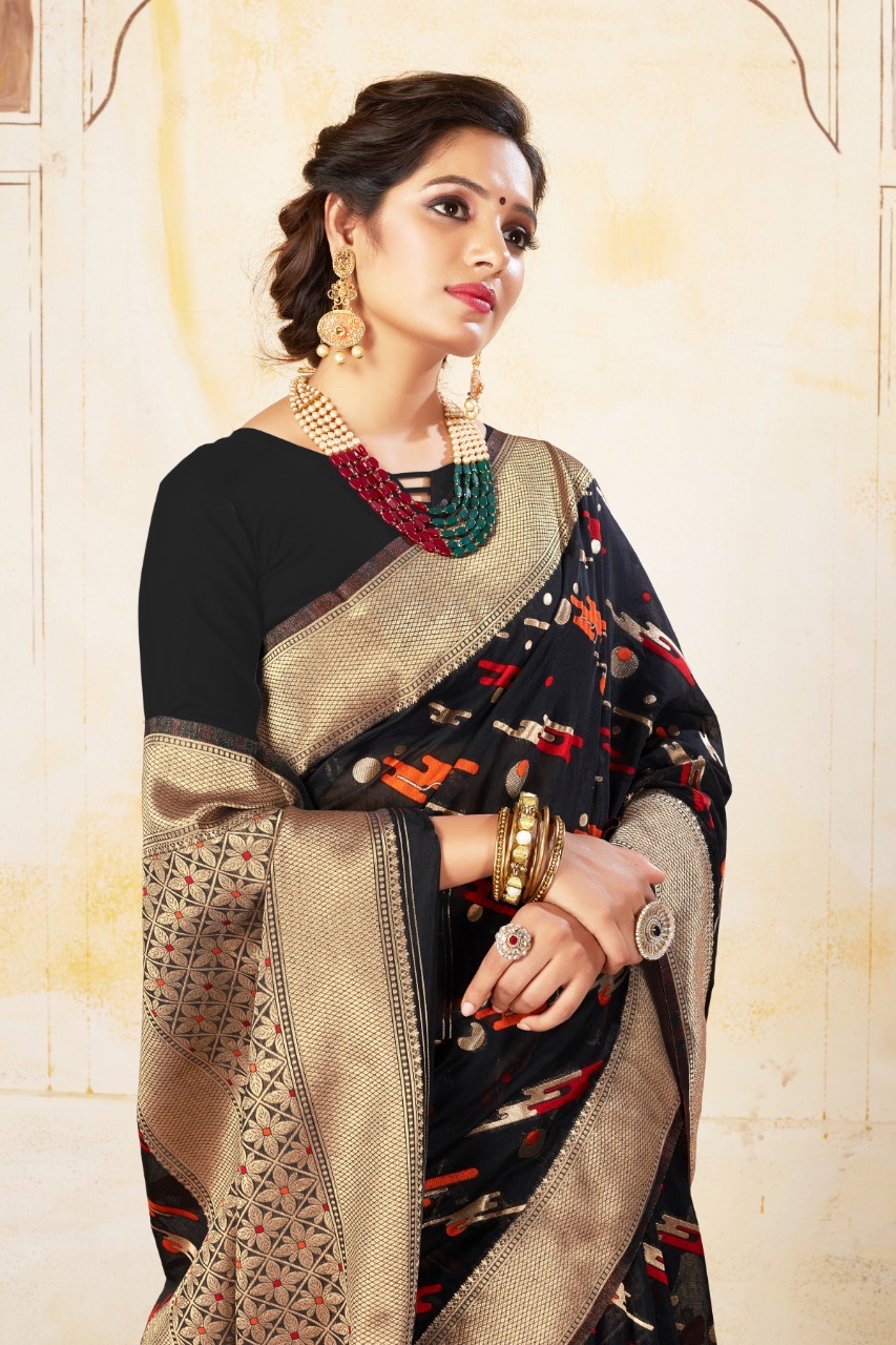 Florance Silk Designer Soft Cotton With Minakari Weaving Sar...